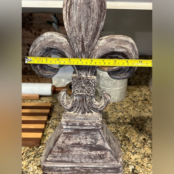 Wood hand carved hand painted Fleur de Lis decor shabby chic farmhouse rustic - Picture 8 of 11